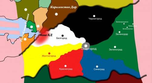 Ардская империя и соседние страны. Красным показана зона боевых действий.